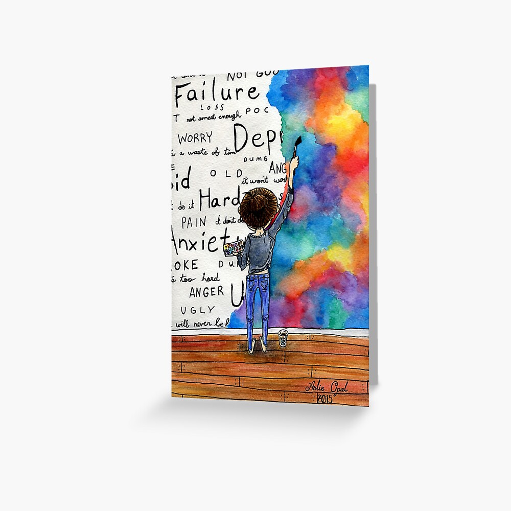 Always Keep Fighting Watercolor Painting (2015) REVAMP Greeting Card