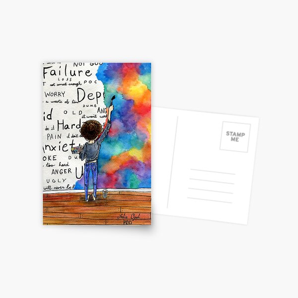Always Keep Fighting Watercolor Painting (2015) REVAMP Postcard