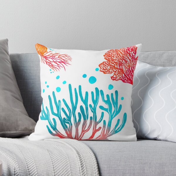 Colorful underwater Coral Throw Pillow