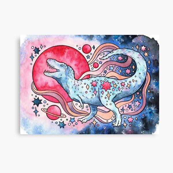 Star Rex | Cosmic Dinosaur Watercolor Canvas Print