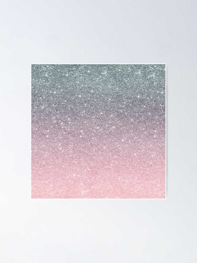 Rose gold Pink Silver GreySparkle Ombre Glitter | Poster