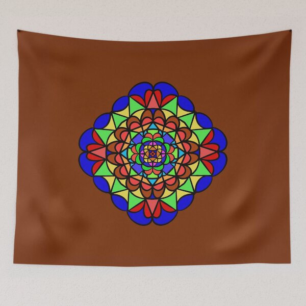 Item preview, Multi-coloured mandala on a brown background designed and sold by Tony  Ruther.