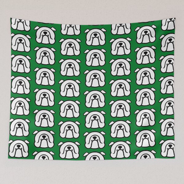 Item preview, White Bulldog face silhouette - English Bully dog breed bias - white on green designed and sold by smooshfaceutd.