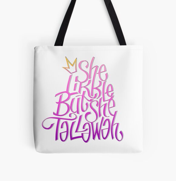 She Likkle but Tallawah Lettering All Over Print Tote Bag