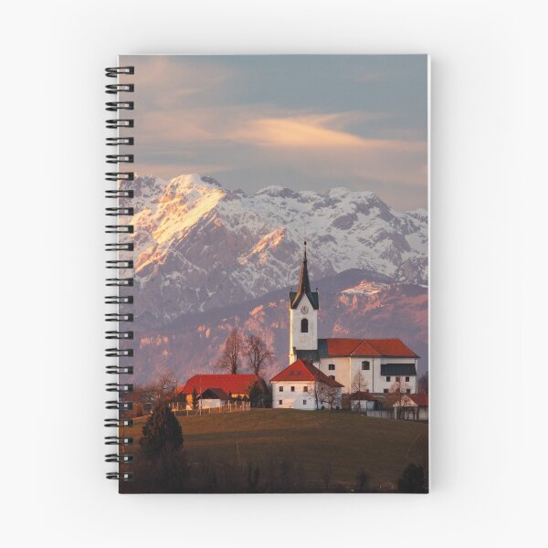 Item preview, Prezganje church with snowy Kamnik Alps in the background. designed and sold by Ian Middleton.