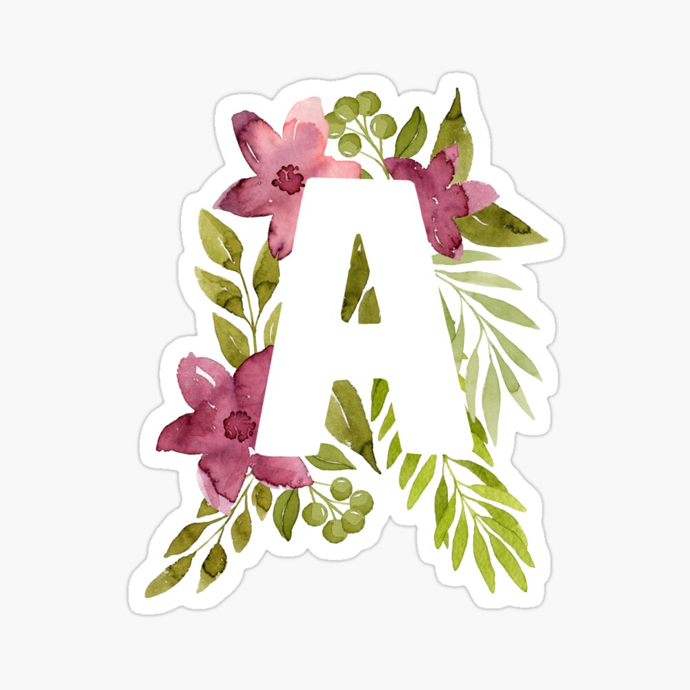 Cute Watercolor Floral Monogram Letter A T-Shirt