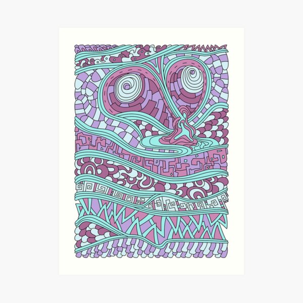 Wandering Abstract Line Art 03: Pink Art Print