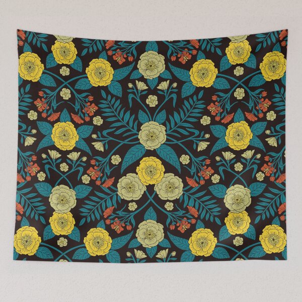 Item preview, Yellow, Teal and Black Floral designed and sold by somecallmebeth.