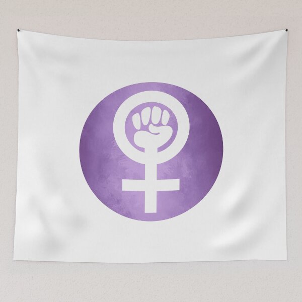 Item preview, Feminist symbol with fist (white on violet background) designed and sold by WesternExposure.