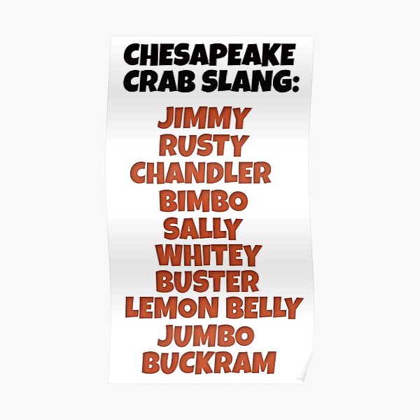 "Chesapeake Bay Crab Slang" Poster for Sale by baybranded Redbubble
