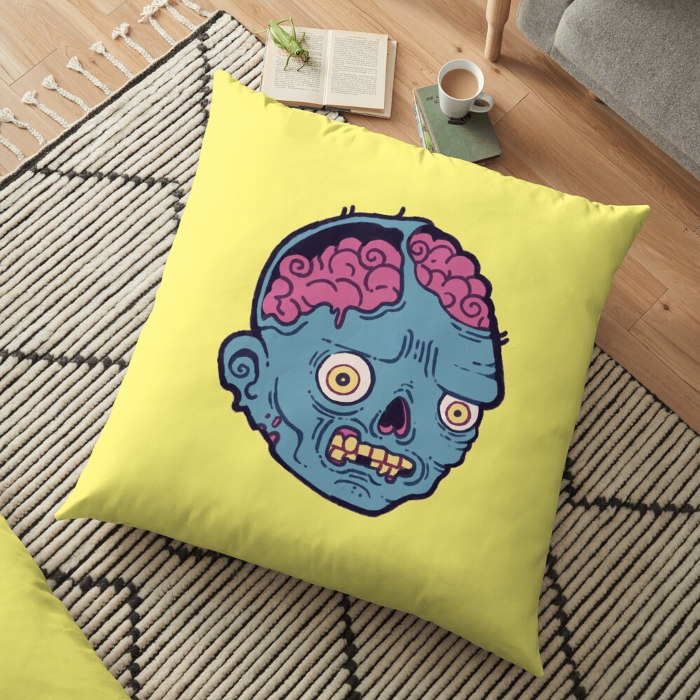 Zombie Brains - I bite Floor Pillow