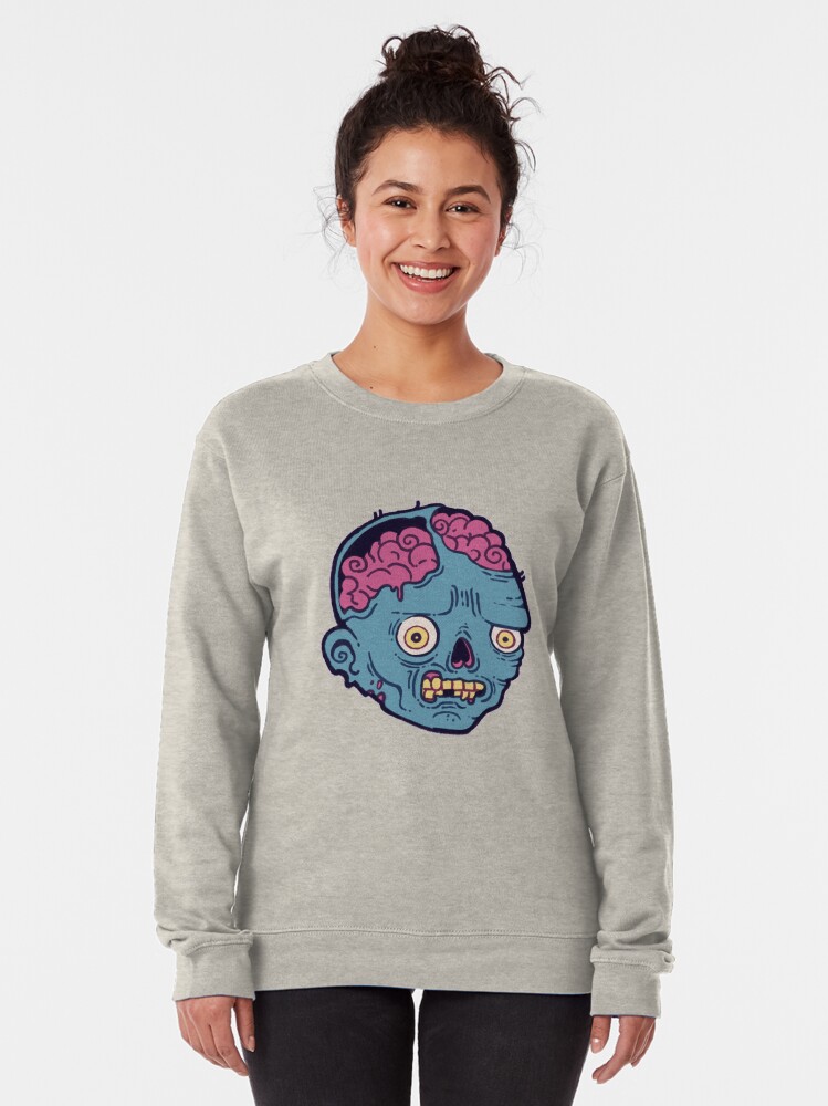 Alternate view of Zombie Brains - I bite Pullover Sweatshirt
