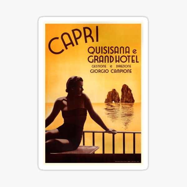 Item preview, Italy 1938 Capri & The Grand Hotel Quisisana Advertising Poster designed and sold by retrographics.
