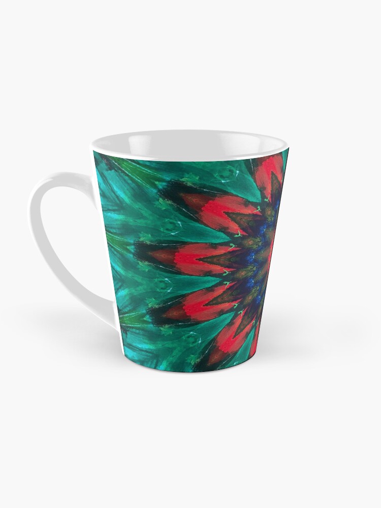 Thumbnail 3 of 4, Coffee Mug, All Together Now Colorful Mandala - In Teal Green Red and Blue - Bohemian Art designed and sold by OneDayArt.