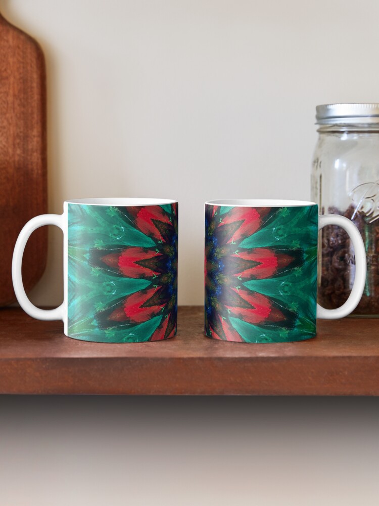 Alternate view of All Together Now Colorful Mandala - In Teal Green Red and Blue - Bohemian Art Coffee Mug