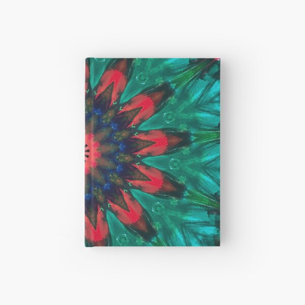All Together Now Colorful Mandala - In Teal Green Red and Blue - Bohemian Art Hardcover Journal
