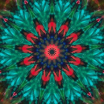 Artwork thumbnail, All Together Now Colorful Mandala - In Teal Green Red and Blue - Bohemian Art by OneDayArt