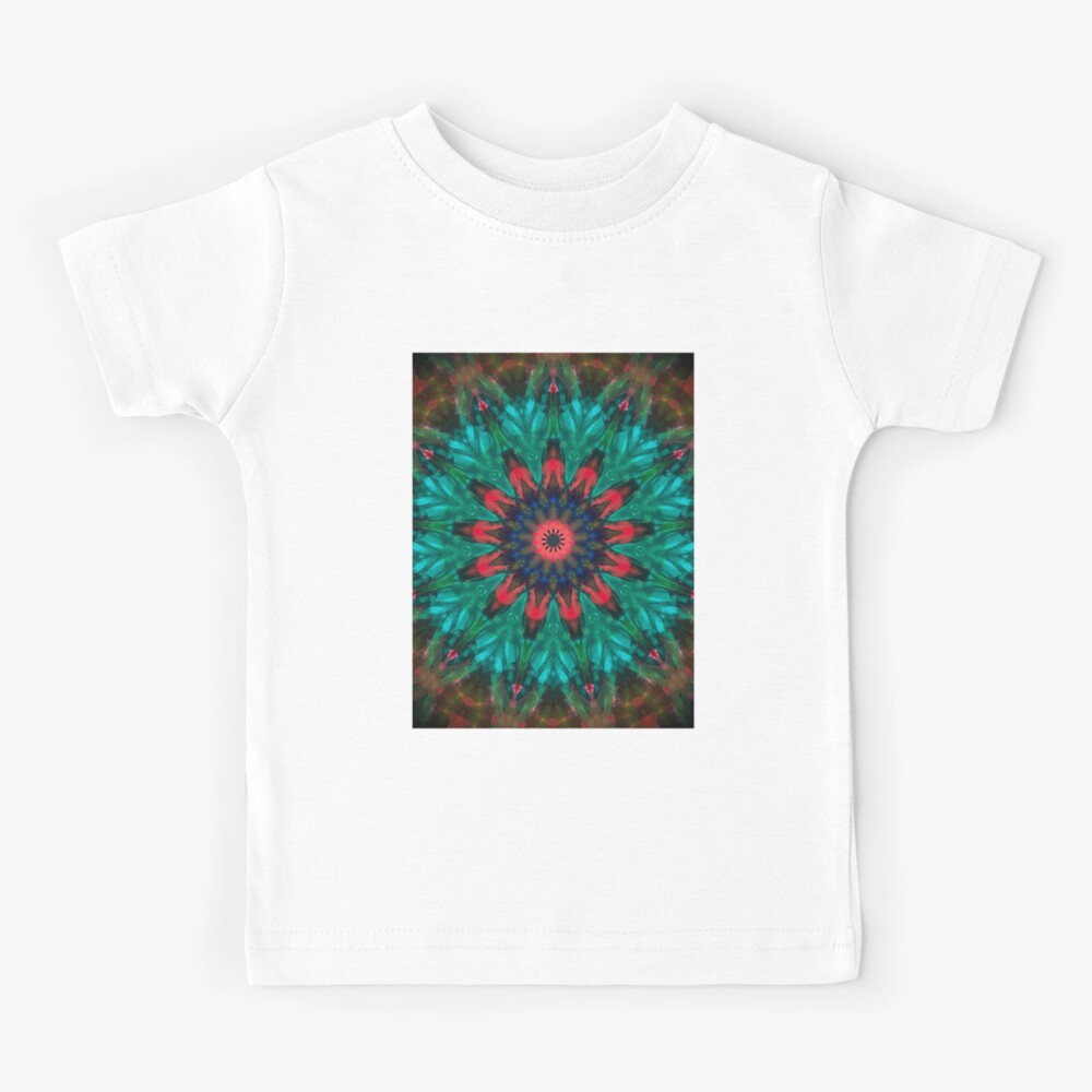 All Together Now Colorful Mandala - In Teal Green Red and Blue - Bohemian Art Kids T-Shirt