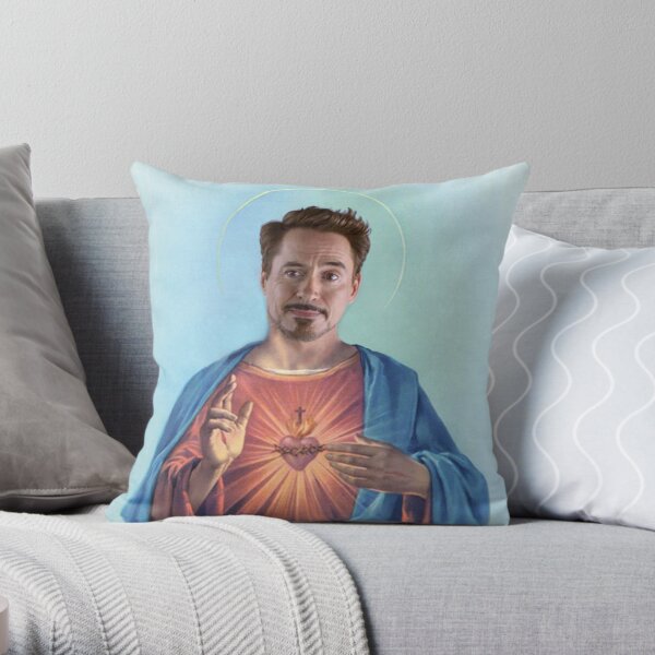 Robert Downey Jesus Throw Pillow