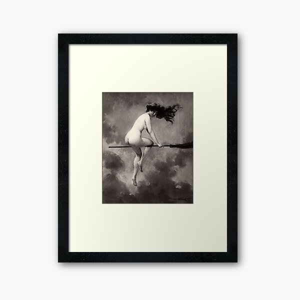 Witch On Broom Albert Joseph Penot Framed Art Print