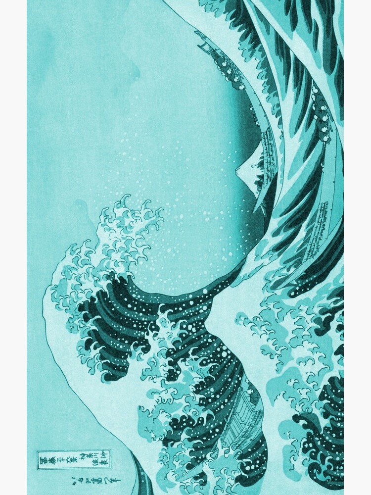 Aqua Blue Tsunami Japanese Great Wave off Kanagawa by Hokusai by podartist
