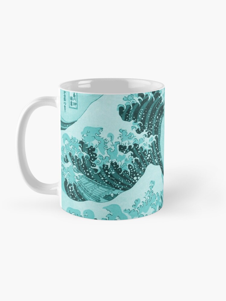 Alternate view of Aqua Blue Tsunami Japanese Great Wave off Kanagawa by Hokusai Mug