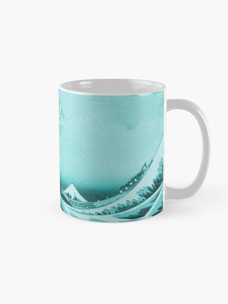 Alternate view of Aqua Blue Tsunami Japanese Great Wave off Kanagawa by Hokusai Mug