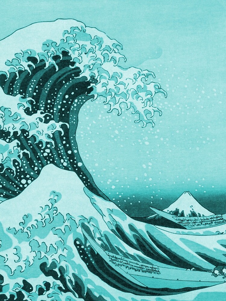Aqua Blue Tsunami Japanese Great Wave off Kanagawa by Hokusai by podartist