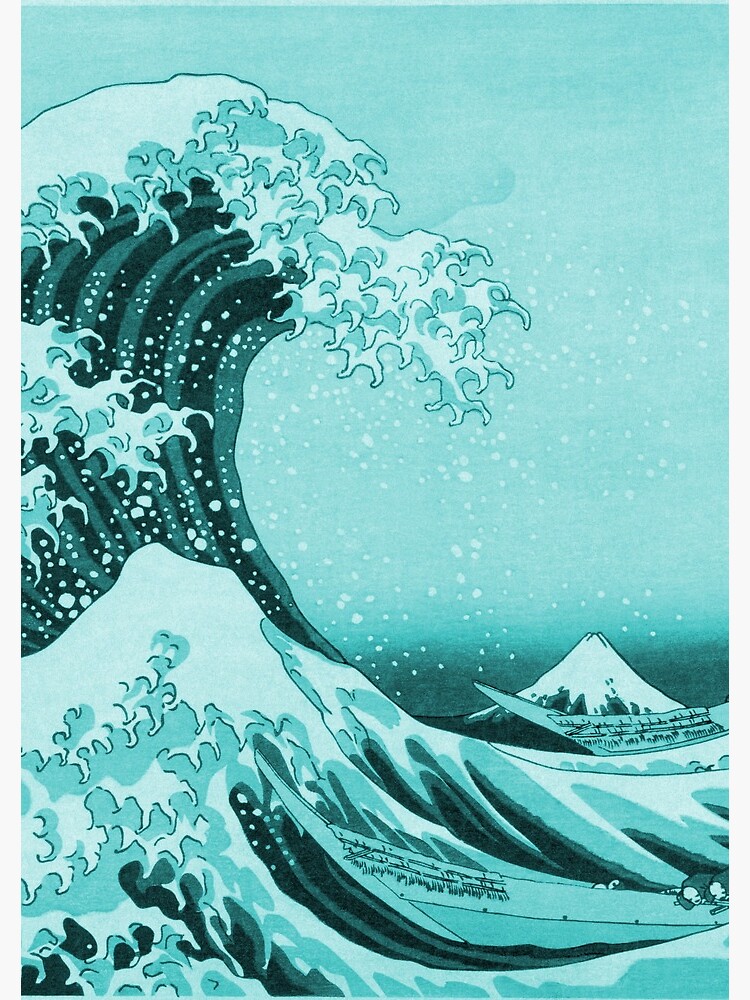 Aqua Blue Tsunami Japanese Great Wave off Kanagawa by Hokusai by podartist