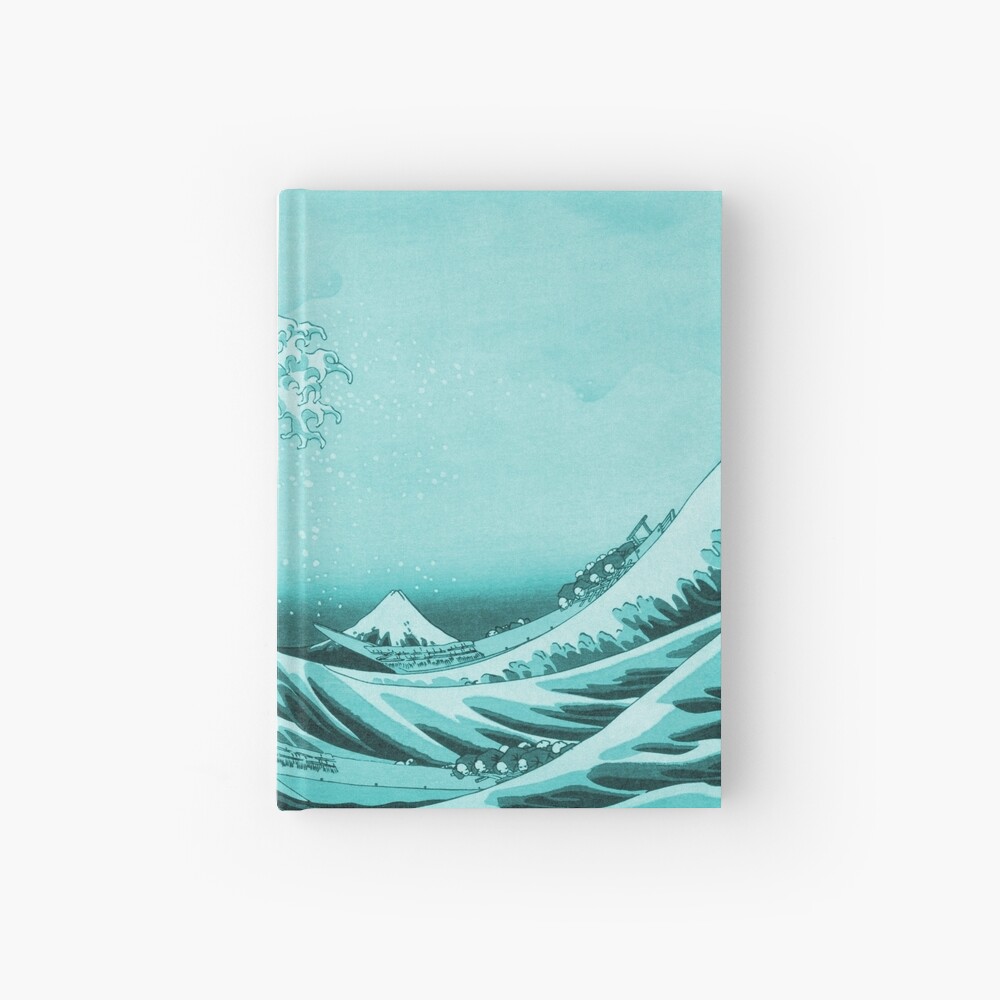 Aqua Blue Tsunami Japanese Great Wave off Kanagawa by Hokusai Hardcover Journal