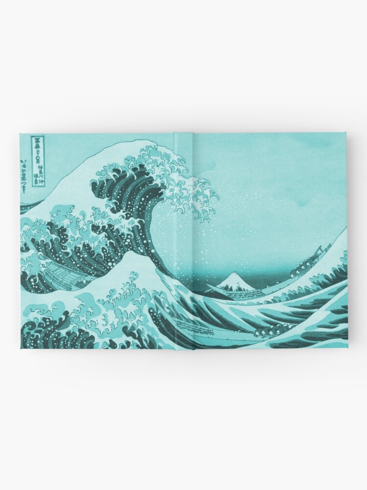 Alternate view of Aqua Blue Tsunami Japanese Great Wave off Kanagawa by Hokusai Hardcover Journal