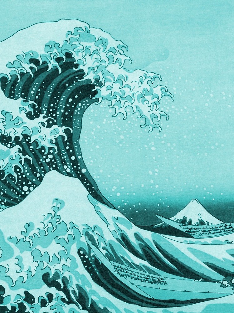 Aqua Blue Tsunami Japanese Great Wave off Kanagawa by Hokusai by podartist