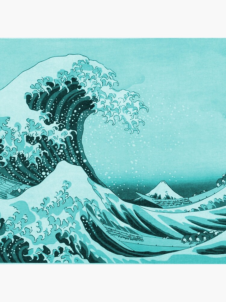 Aqua Blue Tsunami Japanese Great Wave off Kanagawa by Hokusai by podartist