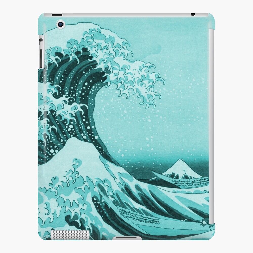 Aqua Blue Tsunami Japanese Great Wave off Kanagawa by Hokusai iPad Case & Skin