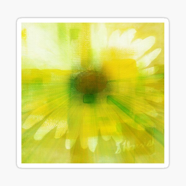 Yellow Abstract Daisy Flower, Digital Art Design Print, GENTLE FOCUSED MOMENTS Sticker
