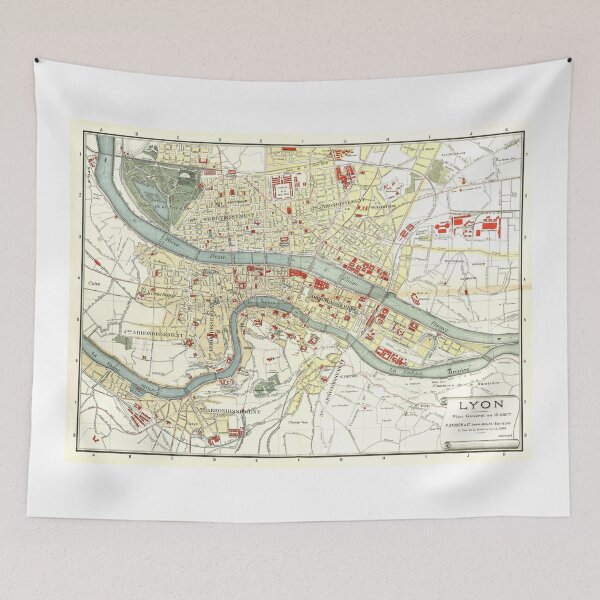 Item preview, Vintage Map of Lyon France (1900) designed and sold by BravuraMedia.