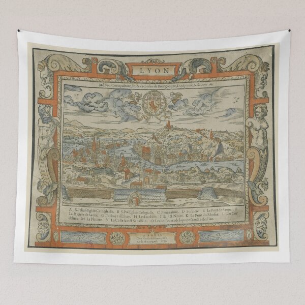 Item preview, Vintage Pictorial Map of Lyon France (1555) designed and sold by BravuraMedia.