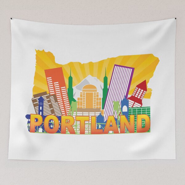 Item preview, Portland Oregon Skyline in State Map Outline designed and sold by jpldesigns.