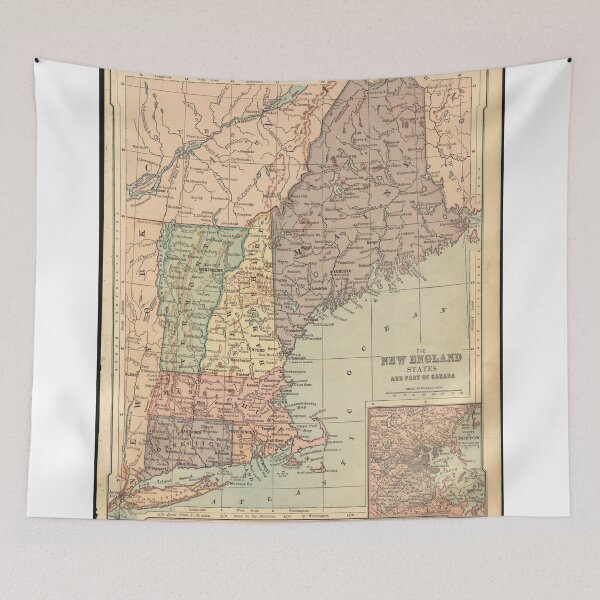 Item preview, Vintage Map of New England (1880) designed and sold by BravuraMedia.