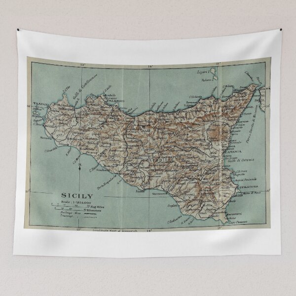 Item preview, Vintage Map of Sicily Italy (1911) designed and sold by BravuraMedia.