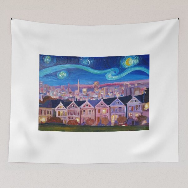 Item preview, Starry Night With Painted Ladies San Francisco With Van Gogh Inspirations designed and sold by artshop77.