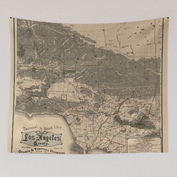 Item preview, Vintage Map of Los Angeles County CA (1900) designed and sold by BravuraMedia.