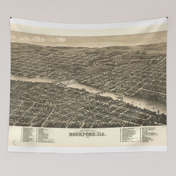 Item preview, Vintage Map of Rockford Illinois (1880) designed and sold by BravuraMedia.