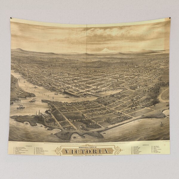 Item preview, Vintage Pictorial Map of Victoria Vancouver (1878) designed and sold by BravuraMedia.