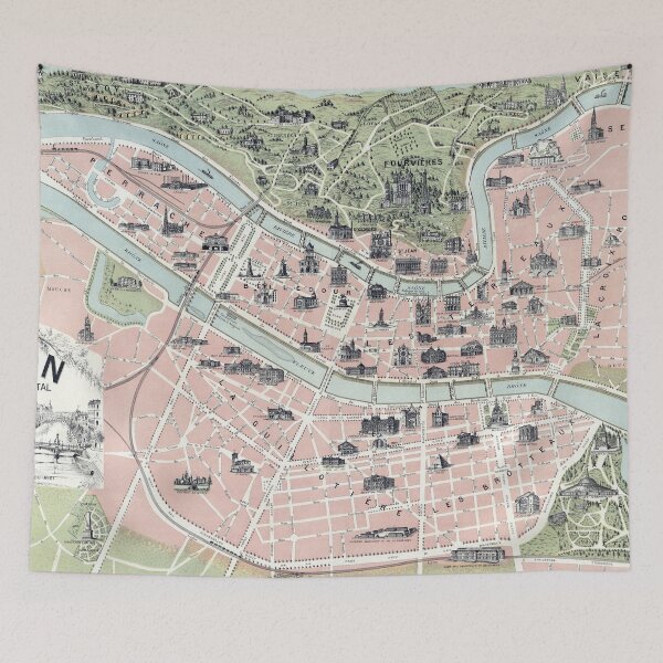 Item preview, Vintage Map of Lyon France (1894) designed and sold by BravuraMedia.
