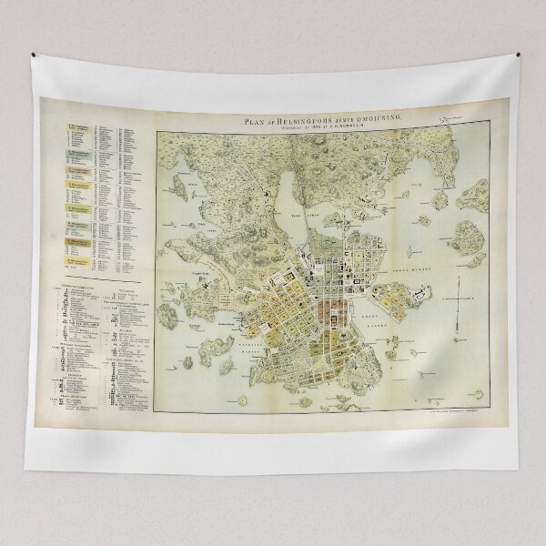 Item preview, Vintage Map of Helsinki Finland (1876) designed and sold by BravuraMedia.