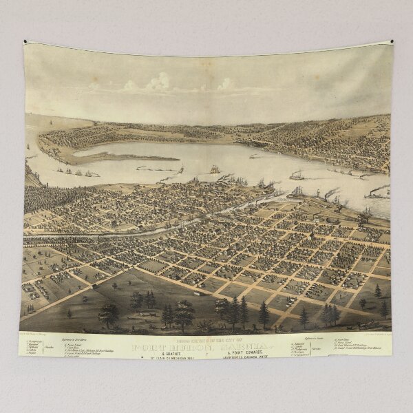 Item preview, Vintage Pictorial Map of Port Huron MI (1867) designed and sold by BravuraMedia.