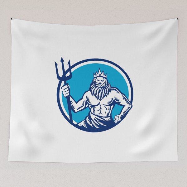 Item preview, Poseidon Trident Circle Woodcut designed and sold by patrimonio.