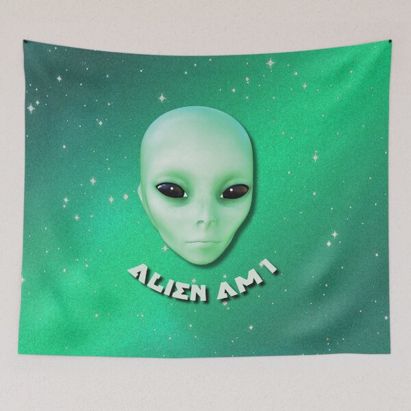 Item preview, Alien Am I Green Funny Alien Face With Black Eyes designed and sold by HumusArt.