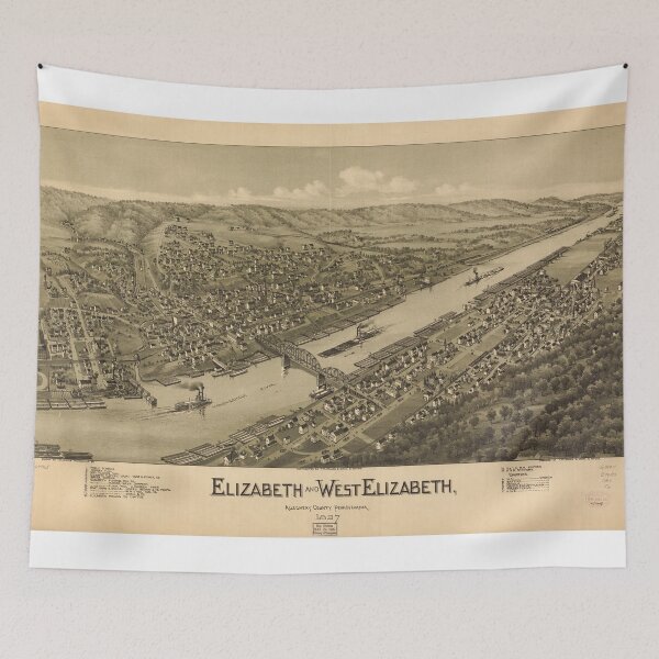 Aperçu de l'œuvre Carte picturale vintage d'Elizabeth PA (1897) créée et vendue par BravuraMedia.